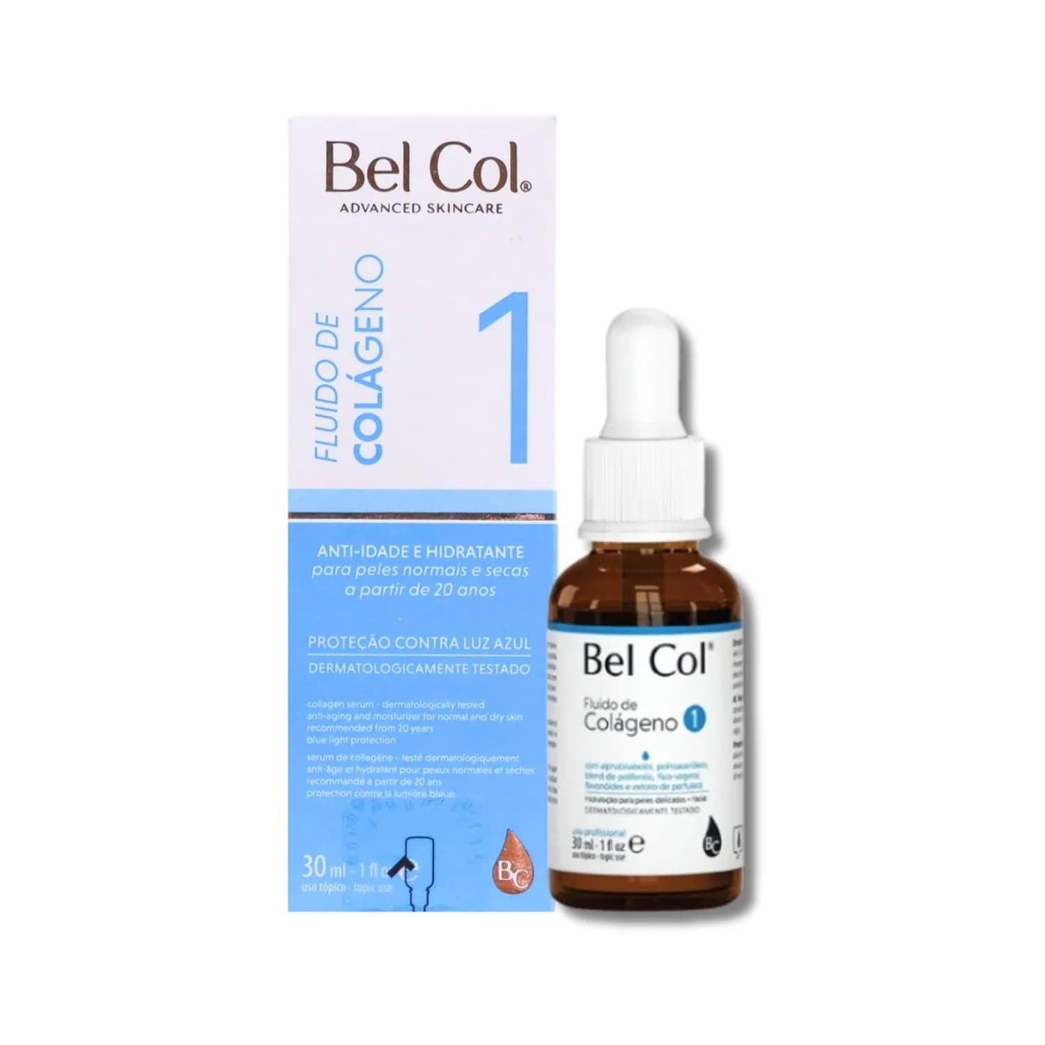 Bel Col Fluido de Colageno 1 Peles Sensíveis Hidratação 30ml