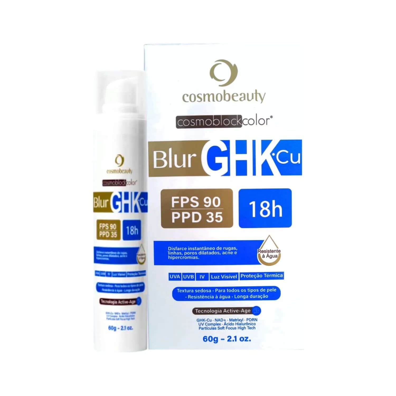 Cosmobeauty Filtro Solar Blur GHK-Cu FPS 90 Pdrn Cores 60g